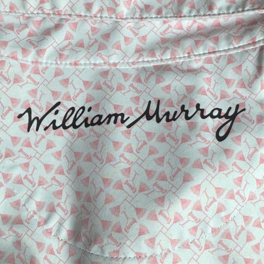 William Murray Golf Mens Medium Pink Martini Glass Print Performance Polo Shirt - Picture 5 of 9